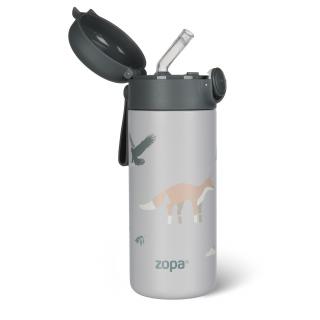 ZOPA Termoska na tekutiny s brčkem a silikonovým držákem 350 ml, Mountains