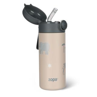 ZOPA Termoska na tekutiny s brčkem a silikonovým držákem 350 ml, Safari