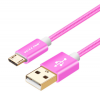 Datový kabel micro USB Voxlink Nylonový USB 2m /Rose Red/