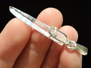 Jehlový krystal křišťálu - Laserová hůlka - stříbrný přívěsek