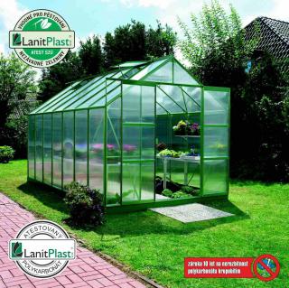 Polykarbonátový skleník VITAVIA URANUS 11500, PC 6 mm, zelený  + základna VITAVIA URANUS 11500 zelená