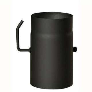 Roura kouřová s klapkou 130 mm/25 cm, silnostěnné 1,5 mm, černá