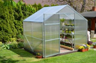 Zahradní skleník LANITPLAST DOMIK 2,6 x 2 m PC 4 mm  + teploměr / vlhkoměr LANITPLAST