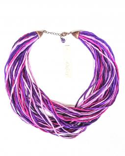 Hedvábný náhrdelník v odstínech růžové a fialové Náhrdelník: A