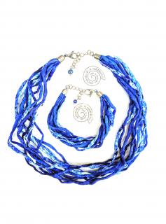 Modrý šňůrkový náhrdelník (s náramkem) Náhrdelník + náramek: C