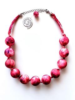 Růžový kuličkový náhrdelník