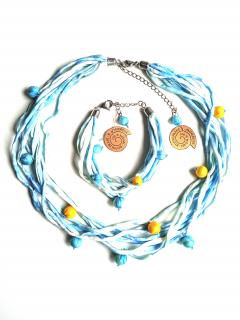 Světle modrý náhrdelník s kuličkami (s náramkem) Náhrdelník + náramek: C
