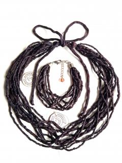 Tmavě hnědý náhrdelník (s náramkem) Náhrdelník + náramek + náušnice: D