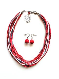 Vícebarevný hedvábný náhrdelník Náhrdelník s náušnicemi: B
