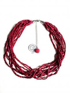 Vínový šňůrkový náhrdelník (s náramkem) Náhrdelník: A