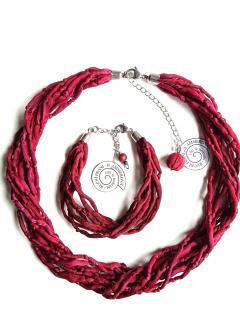 Vínový šňůrkový náhrdelník (s náramkem) Náhrdelník + náramek: C