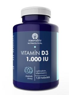 Vitamín D3 1.000 IU obohacený přírodním vitamínem C, 120 tobolek, doplněk stravy