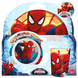 Marvel Spiderman jídelní set: talíř, miska a sklenička