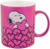Snoopy - Růžový hrnek se srdíčky