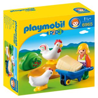 Stavebnice Playmobil 1.2.3 farmářka se slepicema