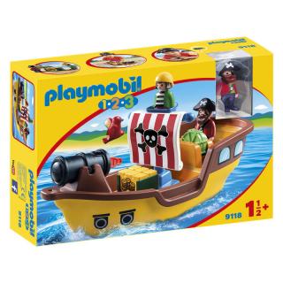 Stavebnice Playmobil 1.2.3 pirátská loď 29x13x14 cm
