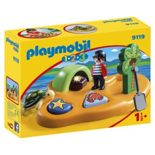 Stavebnice Playmobil 1.2.3 pirátský ostrov 14x20x11 cm