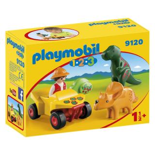 Stavebnice Playmobil 1.2.3 vůz, T-Rex a Triceratops