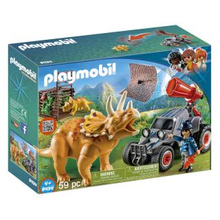 Stavebnice Playmobil auto s Triceratopseem 14x9x10,5 cm