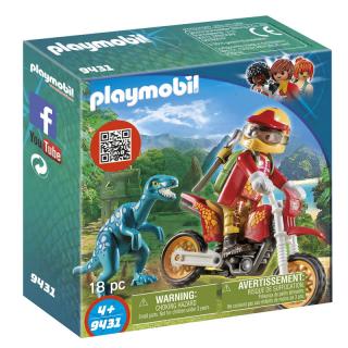 Stavebnice Playmobil motorkář s Velociraptorem
