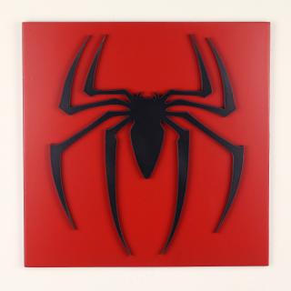 3D dřevěná dekorace znak Spiderman 30 x 30 cm
