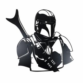 Dřevěná nástěnná černá dekorace Star Wars Mandalorian malý