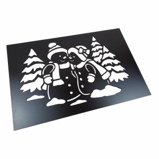 Dřevěná nástěnná dekorace Sněhuláci černá