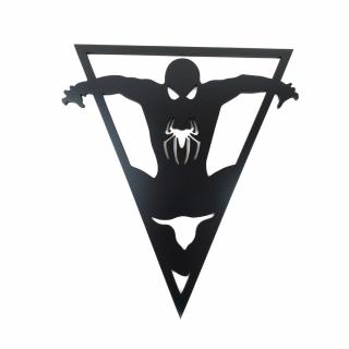 Dřevěná nástěnná dekorace Spiderman trojúhelník černý