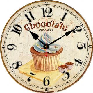 Dřevěné nástěnné hodiny Cupcake