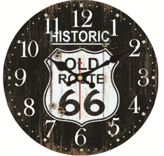 Dřevěné nástěnné hodiny Old Route 66