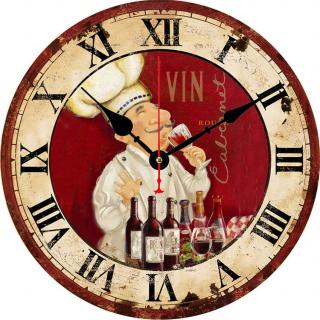 Dřevěné nástěnné hodiny Opilý kuchař
