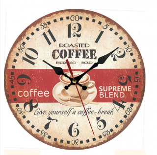 Dřevěné nástěnné hodiny Ranní káva