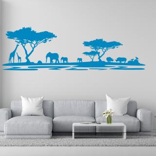 Samolepka Africké safari Barva: modrá, Velikost: 80 x 26 cm