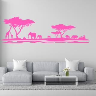 Samolepka Africké safari Barva: růžová, Velikost: 100 x 32 cm