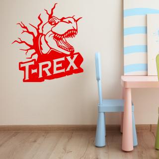 Samolepka Dinosaurus T-REX Barva: červená, Velikost: 100 x 109 cm