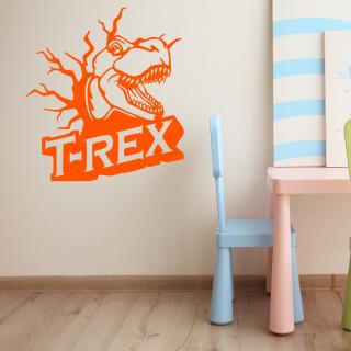 Samolepka Dinosaurus T-REX Barva: oranžová, Velikost: 40 x 43 cm