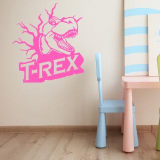Samolepka Dinosaurus T-REX Barva: růžová, Velikost: 100 x 109 cm
