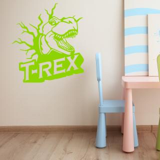 Samolepka Dinosaurus T-REX Barva: zelená, Velikost: 80 x 87 cm