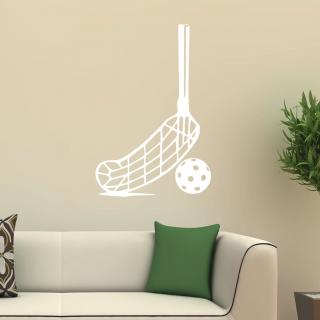 Samolepka Florbalka a míček Barva: bílá, Velikost: 40 x 27 cm
