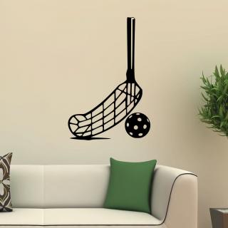 Samolepka Florbalka a míček Barva: černá, Velikost: 40 x 27 cm