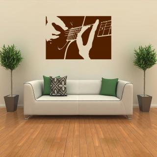 Samolepka Hra na kytaru Barva: hnědá, Velikost: 100 x 67 cm
