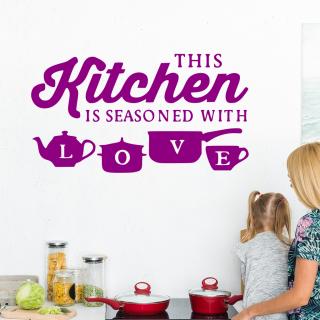 Samolepka Kuchyně okořeněná láskou Barva: fialová, Velikost: 100 x 55 cm