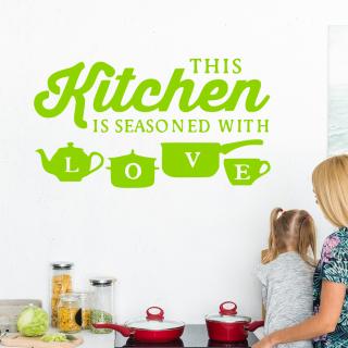 Samolepka Kuchyně okořeněná láskou Barva: zelená, Velikost: 40 x 22 cm