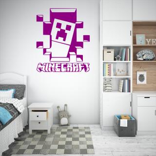 Samolepka Minecraft hra Barva: fialová, Velikost: 40 x 48 cm