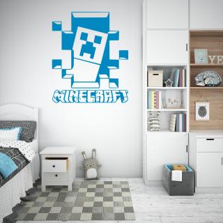Samolepka Minecraft hra Barva: modrá, Velikost: 100 x 119 cm