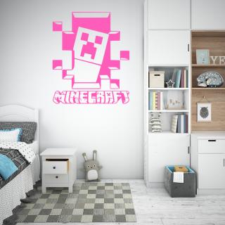 Samolepka Minecraft hra Barva: růžová, Velikost: 100 x 119 cm