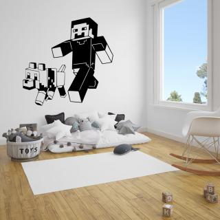 Samolepka Minecraft se psem Barva: černá, Velikost: 100 x 97 cm