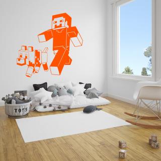 Samolepka Minecraft se psem Barva: oranžová, Velikost: 100 x 97 cm