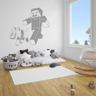 Samolepka Minecraft se psem Barva: šedá, Velikost: 100 x 97 cm