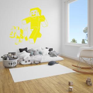 Samolepka Minecraft se psem Barva: žlutá, Velikost: 100 x 97 cm